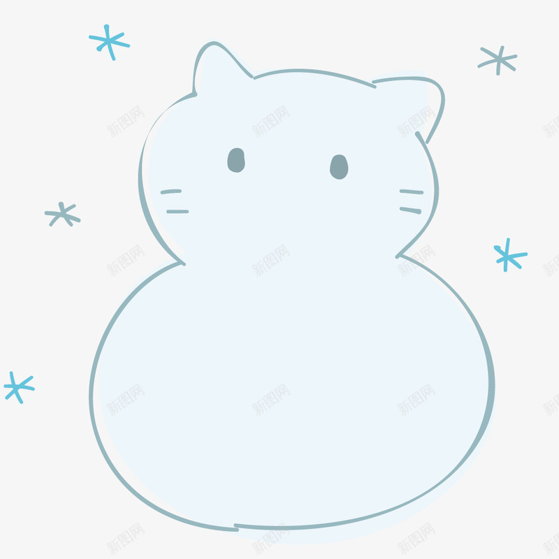 雪花图案和线条小猫png免抠素材_88icon https://88icon.com 动物 卡通 可爱的 猫咪 简图 线条 绘画 雪花图案