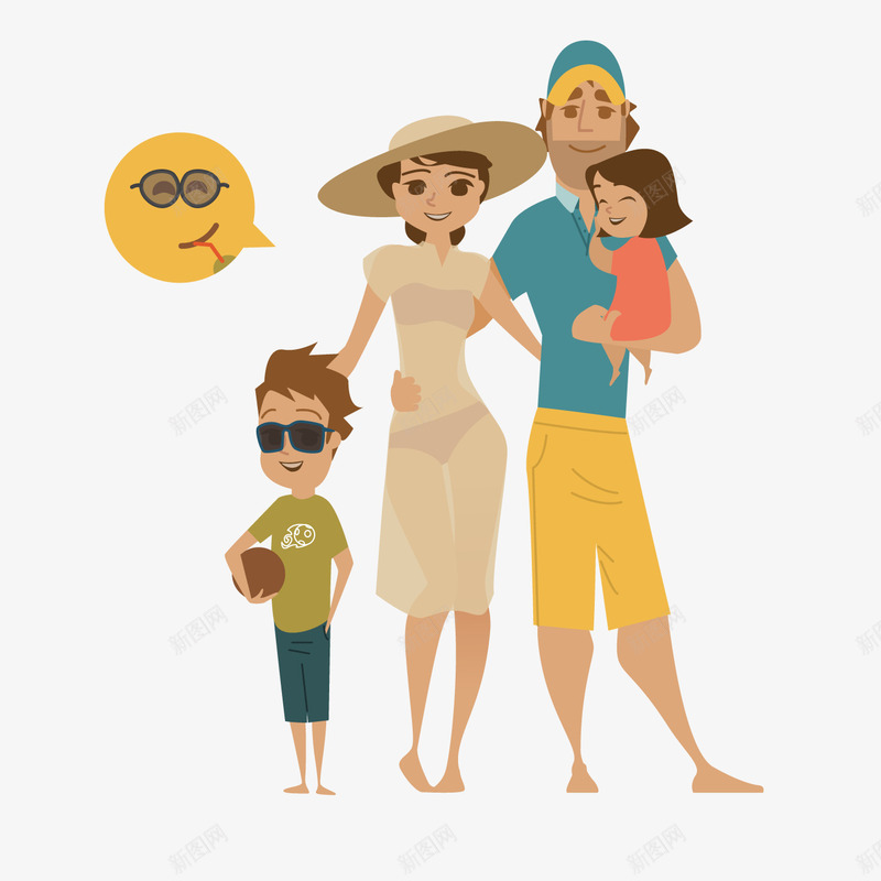 海边度假的一家四口png免抠素材_88icon https://88icon.com 一家人 女婴 度假