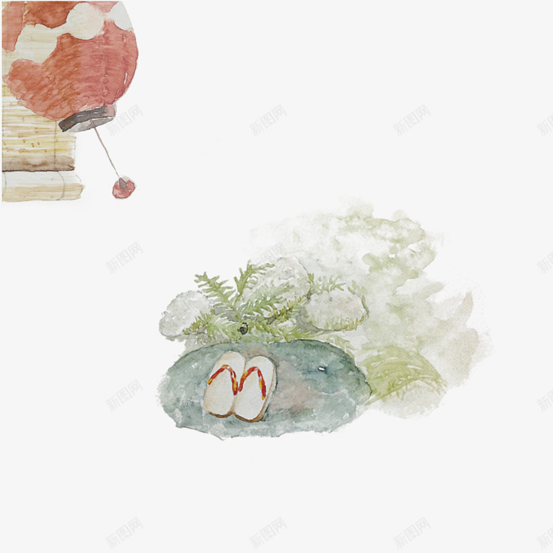 日系灯笼插画png免抠素材_88icon https://88icon.com 小清新文艺 手绘水彩 日式风格 日系插画 日系灯笼插画 波浪底纹