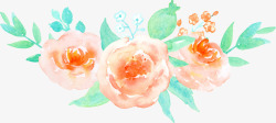 手绘橙色玫瑰花图案素材