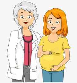 卡通家庭医生和待产孕妇素材