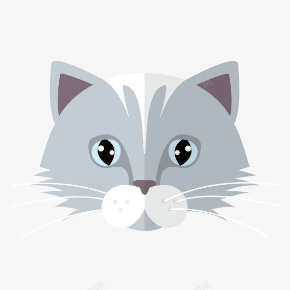 灰色卡通小猫脸部png免抠素材_88icon https://88icon.com 小猫 扁平化 脸 面部