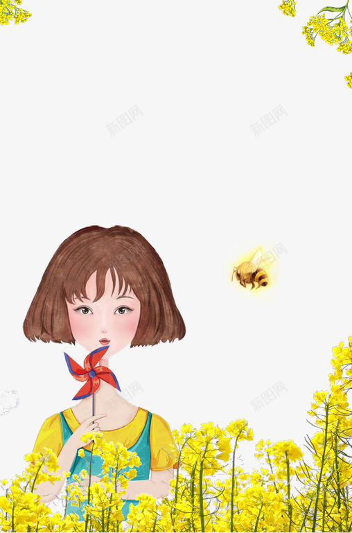 手绘唯美春季踏青油菜花少女插画psd免抠素材_88icon https://88icon.com 人物背景 唯美 少女 手绘 春季踏青 春游 油菜花 赏花