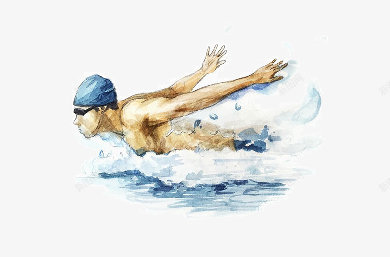 游泳插画png免抠素材_88icon https://88icon.com 动感 护目镜 水中 泳帽 游泳 游泳插画 游泳比赛 运动员