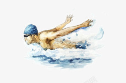 游泳的运动员游泳插画高清图片