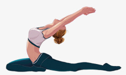 手绘人物插画锻炼身体塑身女孩瑜素材