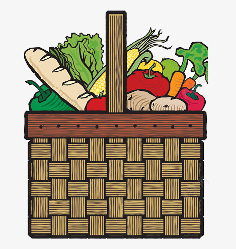 篮子粒的蔬菜水果png免抠素材_88icon https://88icon.com 健康的食物水果 复古风格的篮子 小清新食物 竹子框