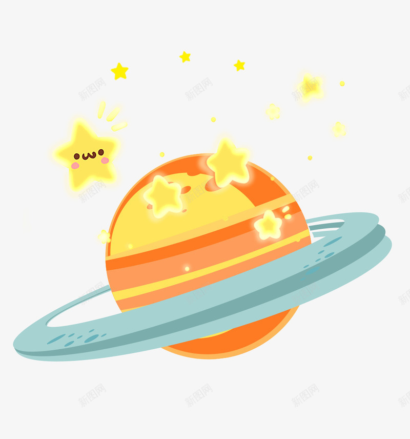 卡通六一儿童节星球星星插画psd免抠素材_88icon https://88icon.com 儿童节 六一 卡通 可爱 星星 星环 星球 白云 童趣 简约