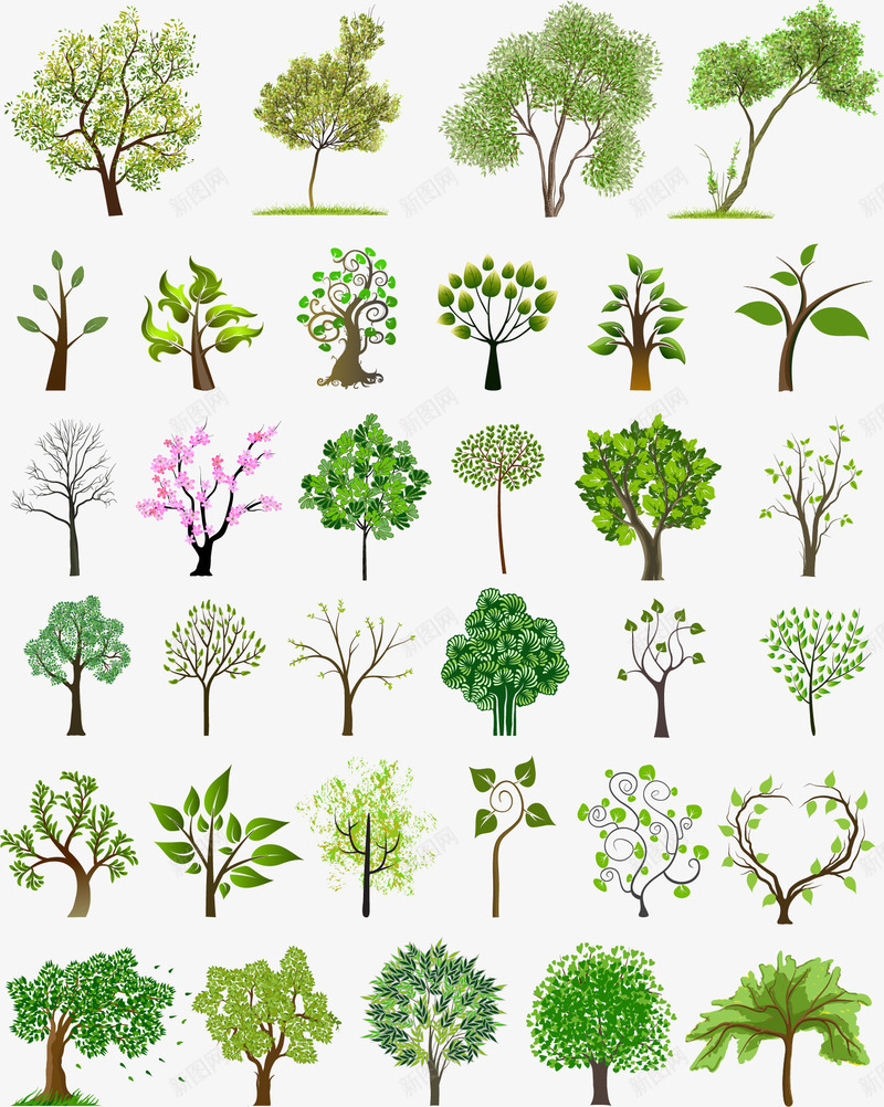 创意小树png免抠素材_88icon https://88icon.com 卡通树木 手绘画 抽象树木 插画设计