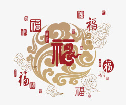 中国风红色福字装饰素材