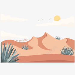 款动物风景插画沙漠自然风景插画矢量图高清图片
