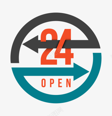 菜馆开业手绘24小时open图标图标