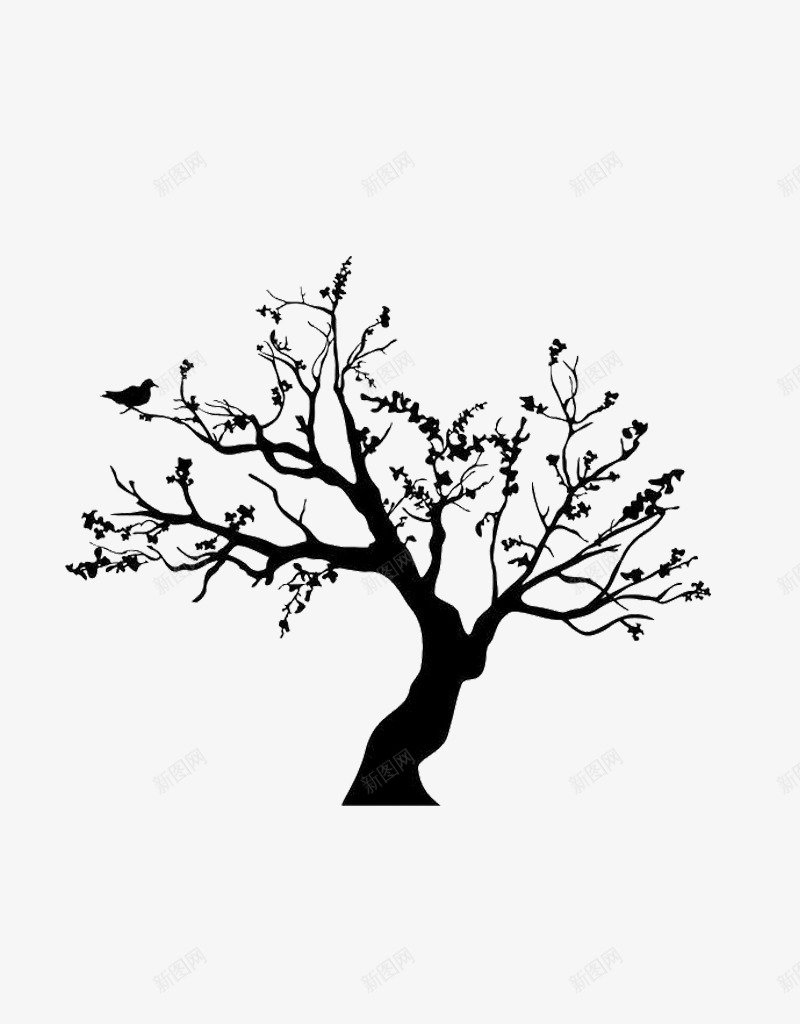 冬天的树png免抠素材_88icon https://88icon.com 小鸟 树 简单 黑色