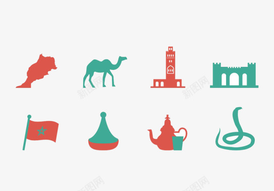 骆驼卡通异国景点图标图标