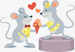 情人节送花老鼠情侣矢量图素材