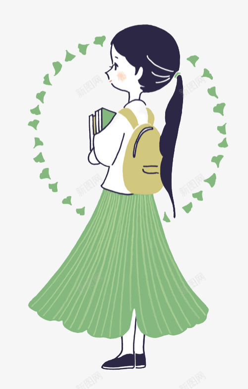少女系唯美手绘插画png免抠素材_88icon https://88icon.com 上学 上学女生 书包 唯美少女 女孩 女生 好学生 学生 少女 手绘 手绘插画 插画 水彩 青春 青春少女
