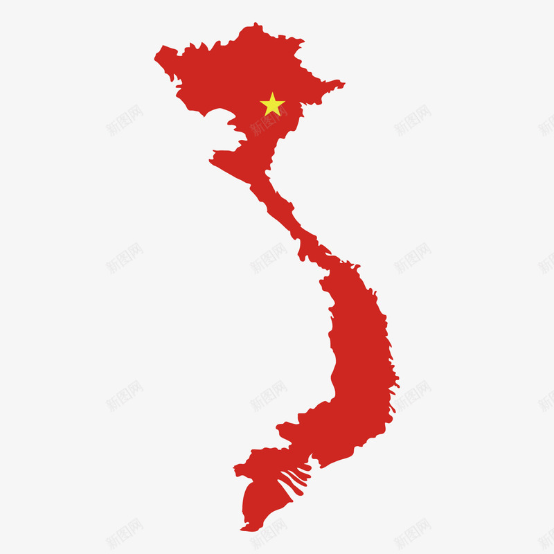 红色越南地图元素矢量图ai免抠素材_88icon https://88icon.com 五角星 创意 卡通 卡通插画 国家 外国 插画 旅游 红色 越南 矢量图