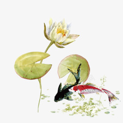 海水纹古典浮世绘锦鲤背景高清图片