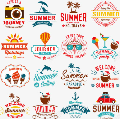 标签免抠素材彩色夏日度假标签矢量图图标图标