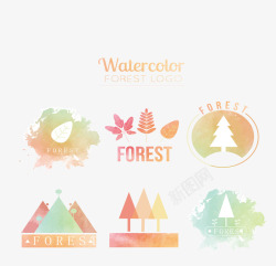 水彩环保森林矢量图素材