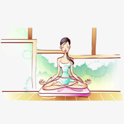 运动瑜伽卡通美女1素材
