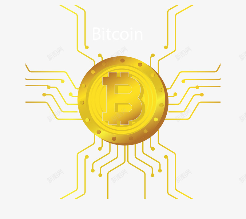 金色线路板比特币矢量图ai免抠素材_88icon https://88icon.com 挖币 比特币 矢量png 网络科技 金币 金色比特币 矢量图