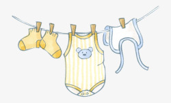 手绘婴儿用品晾婴儿衣服高清图片