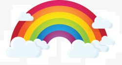 一道彩色的彩虹与白云矢量图素材