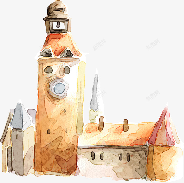 水彩房屋手绘插画png免抠素材_88icon https://88icon.com 房屋 插画 水彩