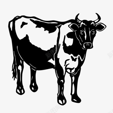 强壮的牛老牛装饰案矢量图图标图标