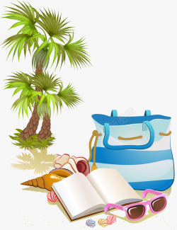 海边度假女包椰子树素材