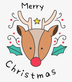 圣诞小鹿手绘矢量图素材
