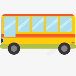 单层巴士公共汽车卡通插画矢量图高清图片