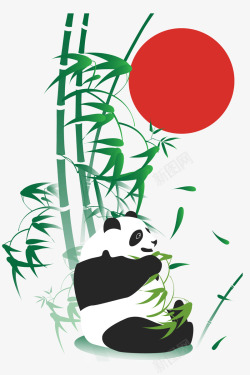 白熊矢量竹子自然装饰高清图片