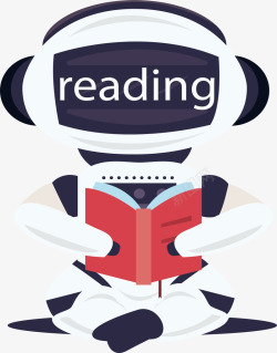 读书阅读的机器人矢量图素材