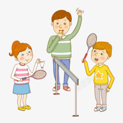 羽毛球竞技男孩女孩打羽毛球插画高清图片