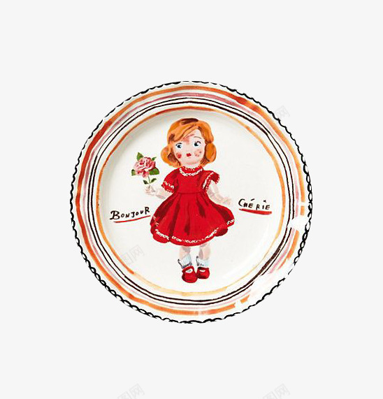 穿红裙的女孩盘子png免抠素材_88icon https://88icon.com 小女生 盘子 红裙子 送花