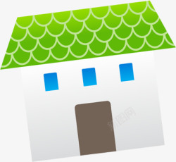 绿色卡通艺术建筑房屋素材