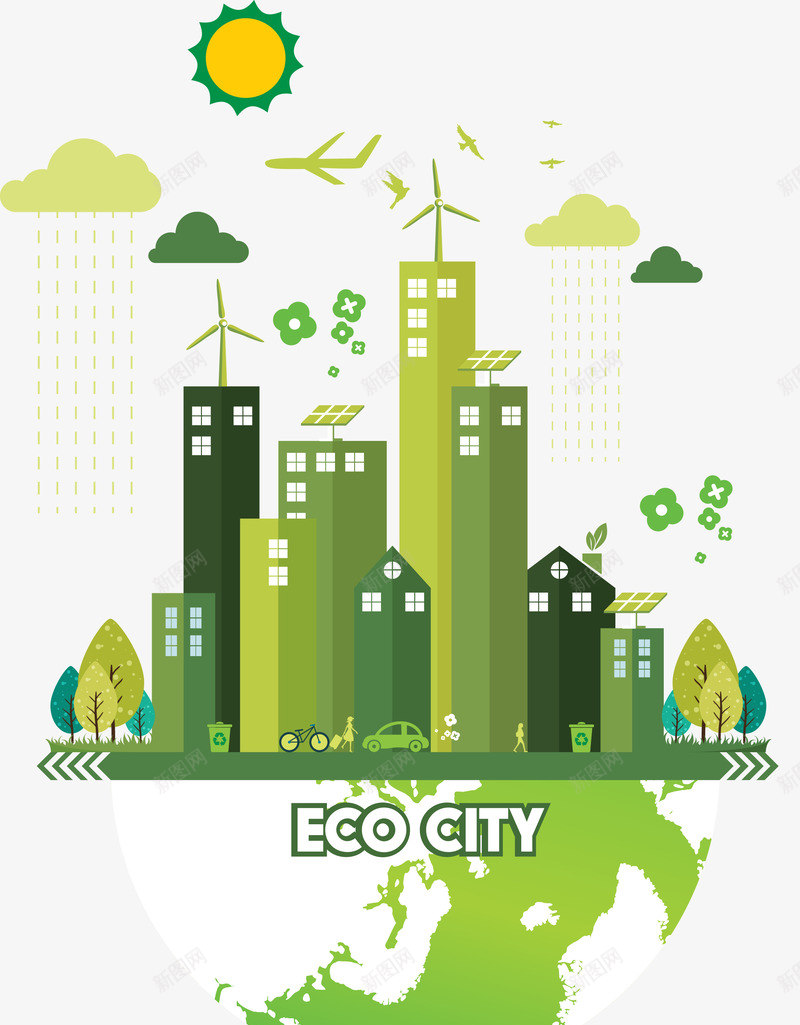 城市装饰地球png免抠素材_88icon https://88icon.com 插画 环保 生态 生态保 生态绿色 绿色 绿色城市