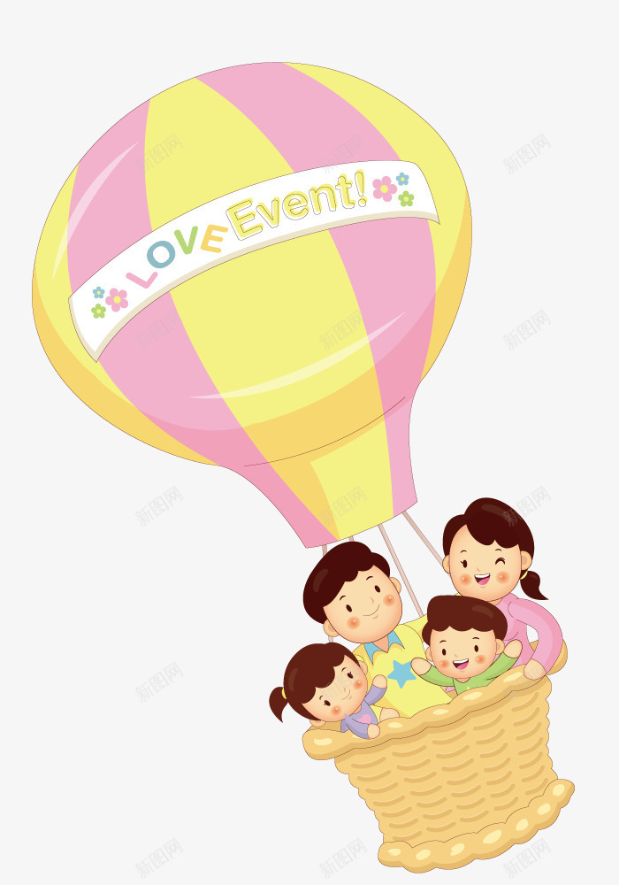热气球上的一家人矢量图ai免抠素材_88icon https://88icon.com 创意 家人 家庭 手绘 热气球 矢量人物 矢量图
