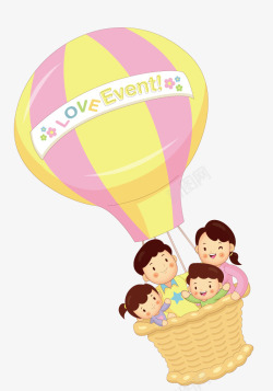 热气球上的热气球上的一家人矢量图高清图片