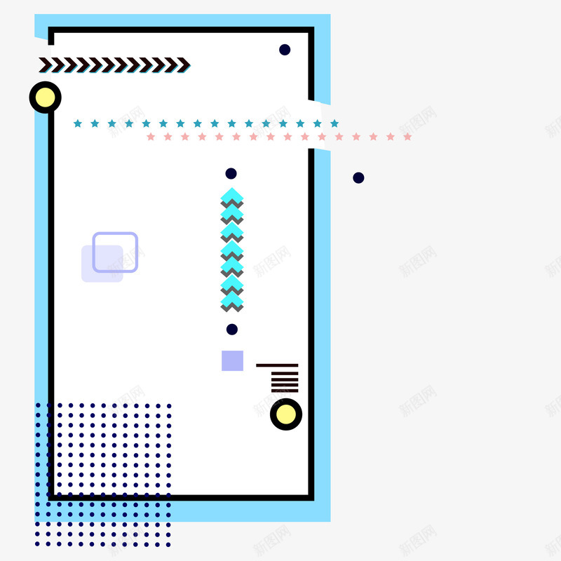 孟菲斯风格边框元素矢量图ai免抠素材_88icon https://88icon.com 孟菲斯风格 矢量边框 装饰图案 装饰边框 边框 矢量图