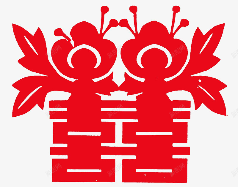 蝴蝶双喜字png免抠素材_88icon https://88icon.com 双喜字 喜庆 福气