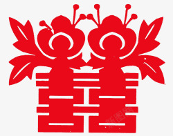 蝴蝶双喜字素材