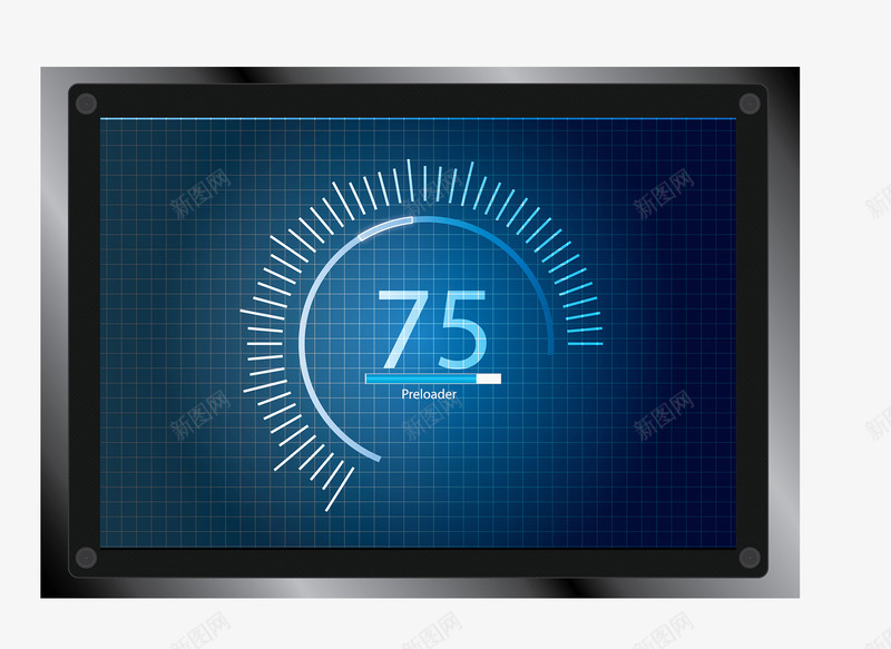 加载75的屏幕png免抠素材_88icon https://88icon.com 技术 科学 科技 蓝色屏幕 进度条