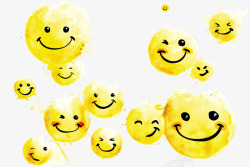 漂浮笑容黄色水彩漂浮笑脸高清图片