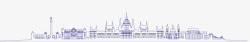 英国古堡房子简约彩色城市线条剪影banner楼群高清图片
