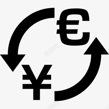 货币兑换欧元日元符号图标图标