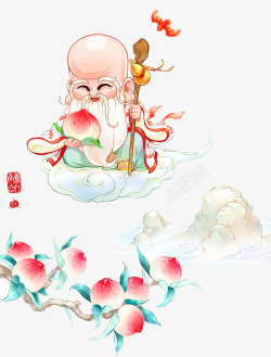 中国神话重阳节寿比南山插画高清图片