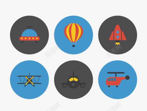 气球玩具气球卡通扁平飞行器圆形图标图标